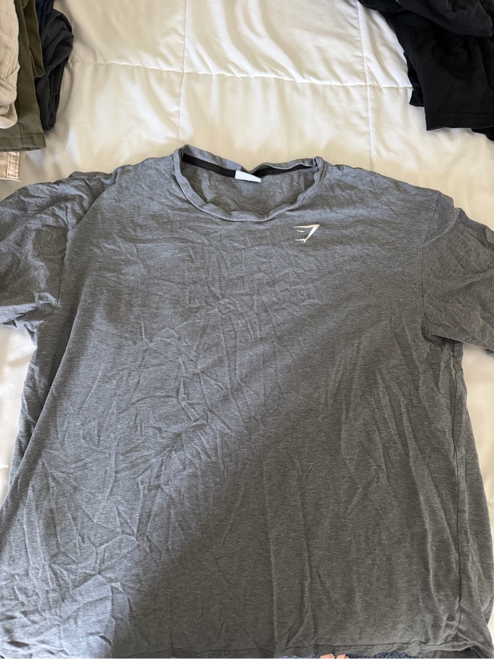 Gymshark Men’s Gray Crew Neck Tee with White Logo